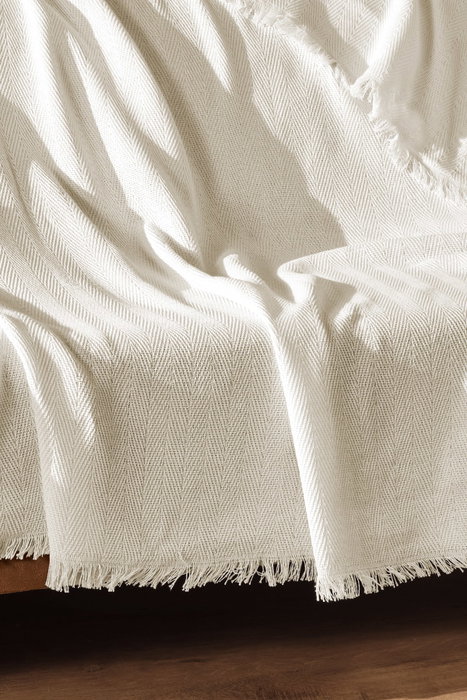 L'essentiel linge de maison Funda de Sofá Merlin Ecru, 100% Algodón Reciclado, 170 x 205 cm